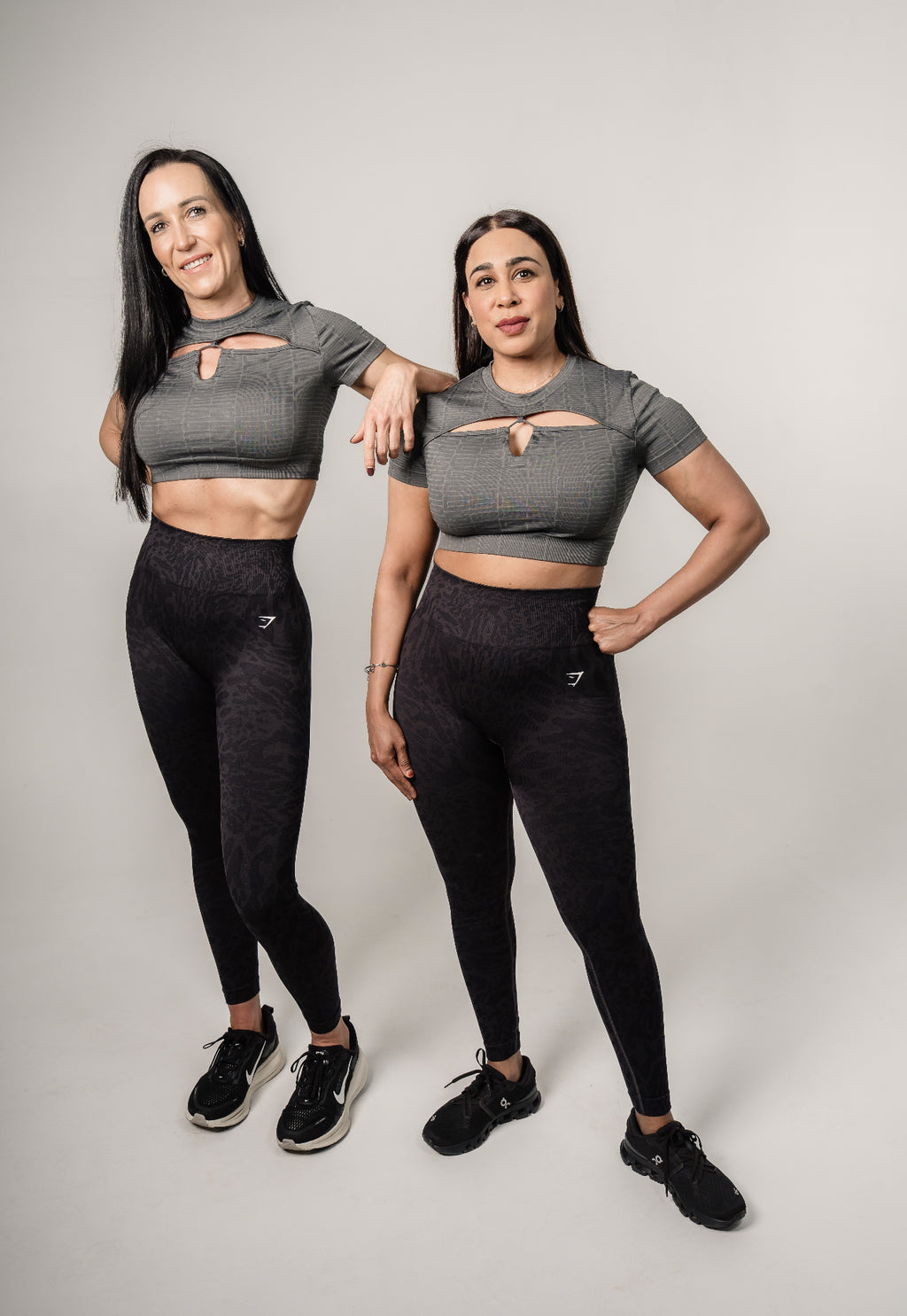 Gymshark Adapt Monogram Seamless Ruched Crop Top - Green/Grey