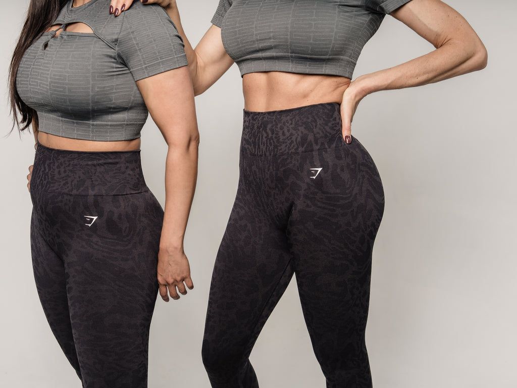 Gymshark Adapt Monogram Seamless Ruched Crop Top - Green/Grey