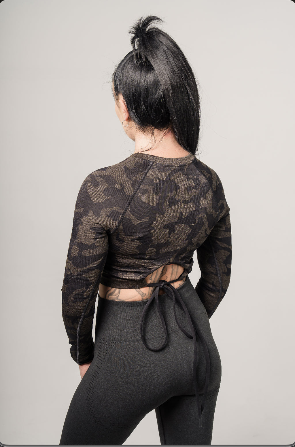 Gymshark Adapt Camo Seamless Ribbed Long Sleeve Crop Top