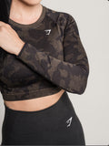 Gymshark Adapt Camo Seamless Ribbed Long Sleeve Crop Top