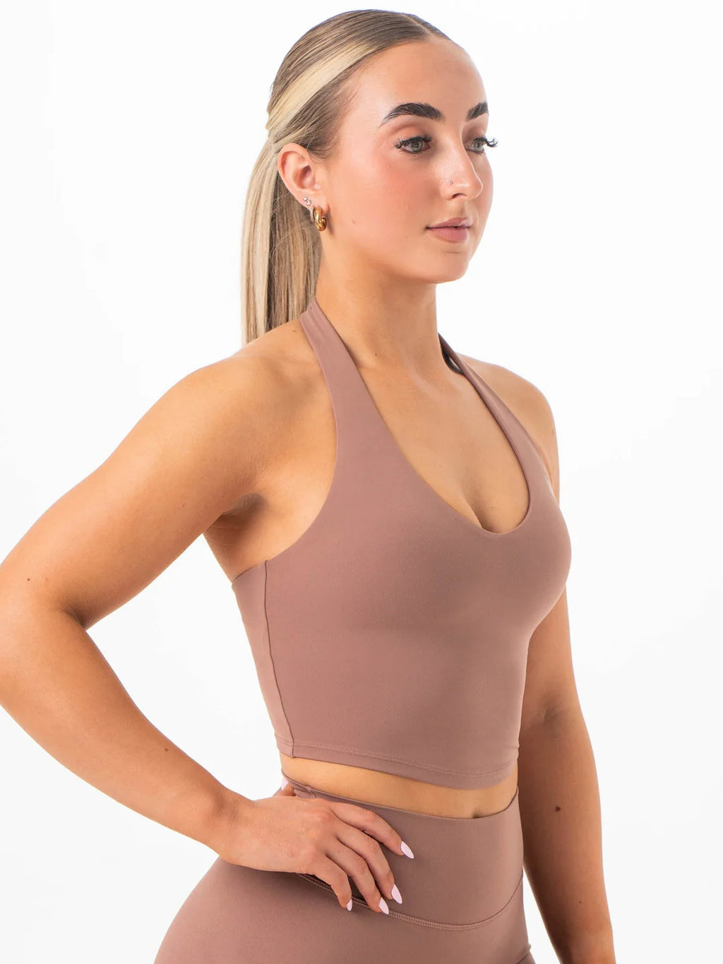 Ryderwear NKD Halter Shelf Tank - Mocha