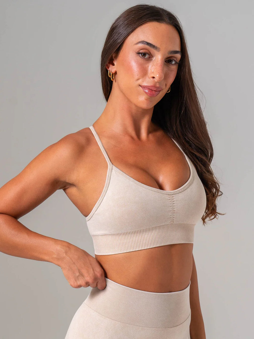 Ryderwear Stonewash Seamless Sports Bra - Oatmeal