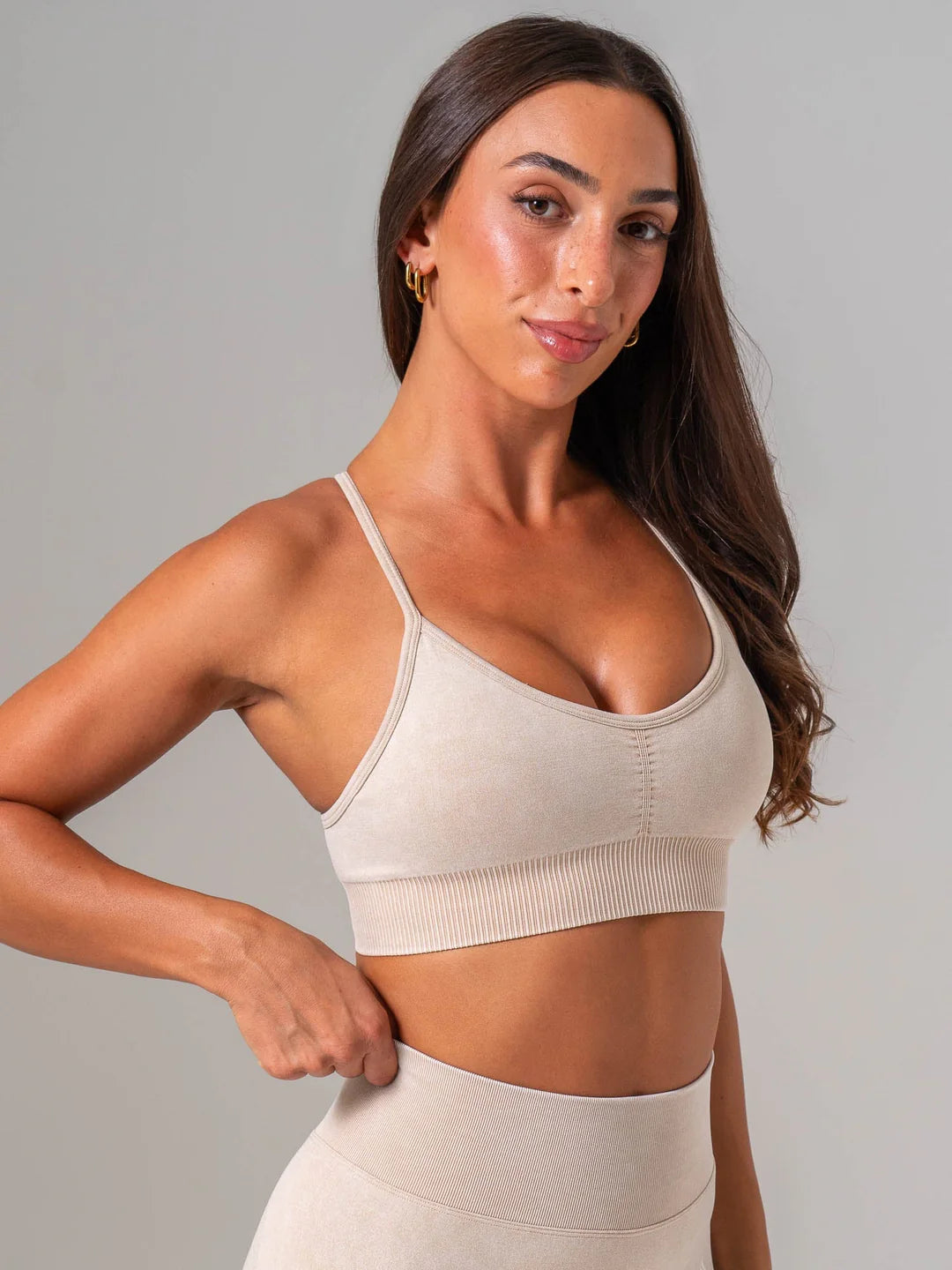 Ryderwear Stonewash Seamless Sports Bra - Oatmeal